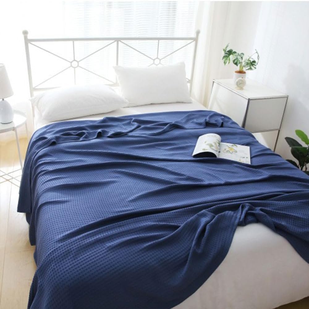 JvFbjLF Lightweight Sofa Blanket – Cooling Fibre, Soft(Dark Blue,230x270cm)