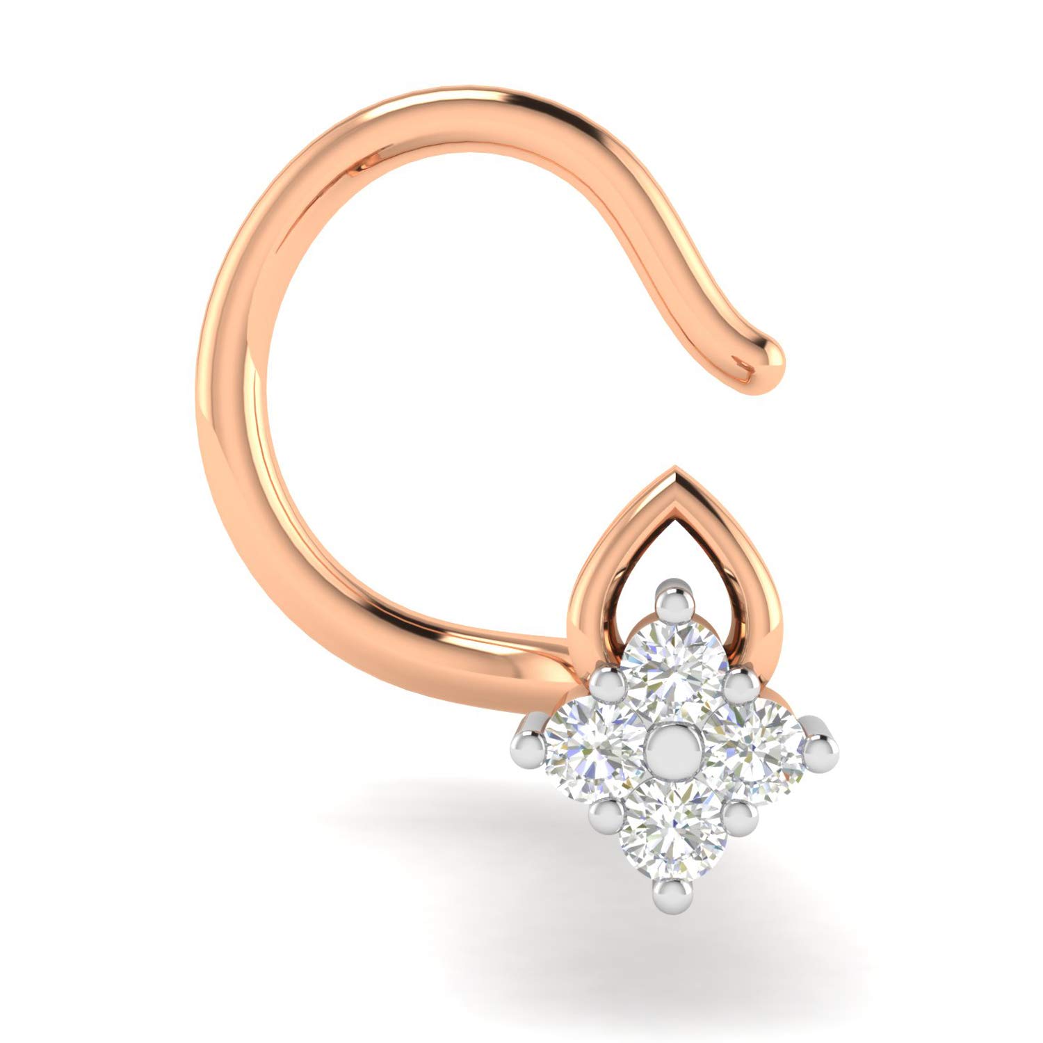 18KT Rose Gold and Diamond Nose Ring for Women
