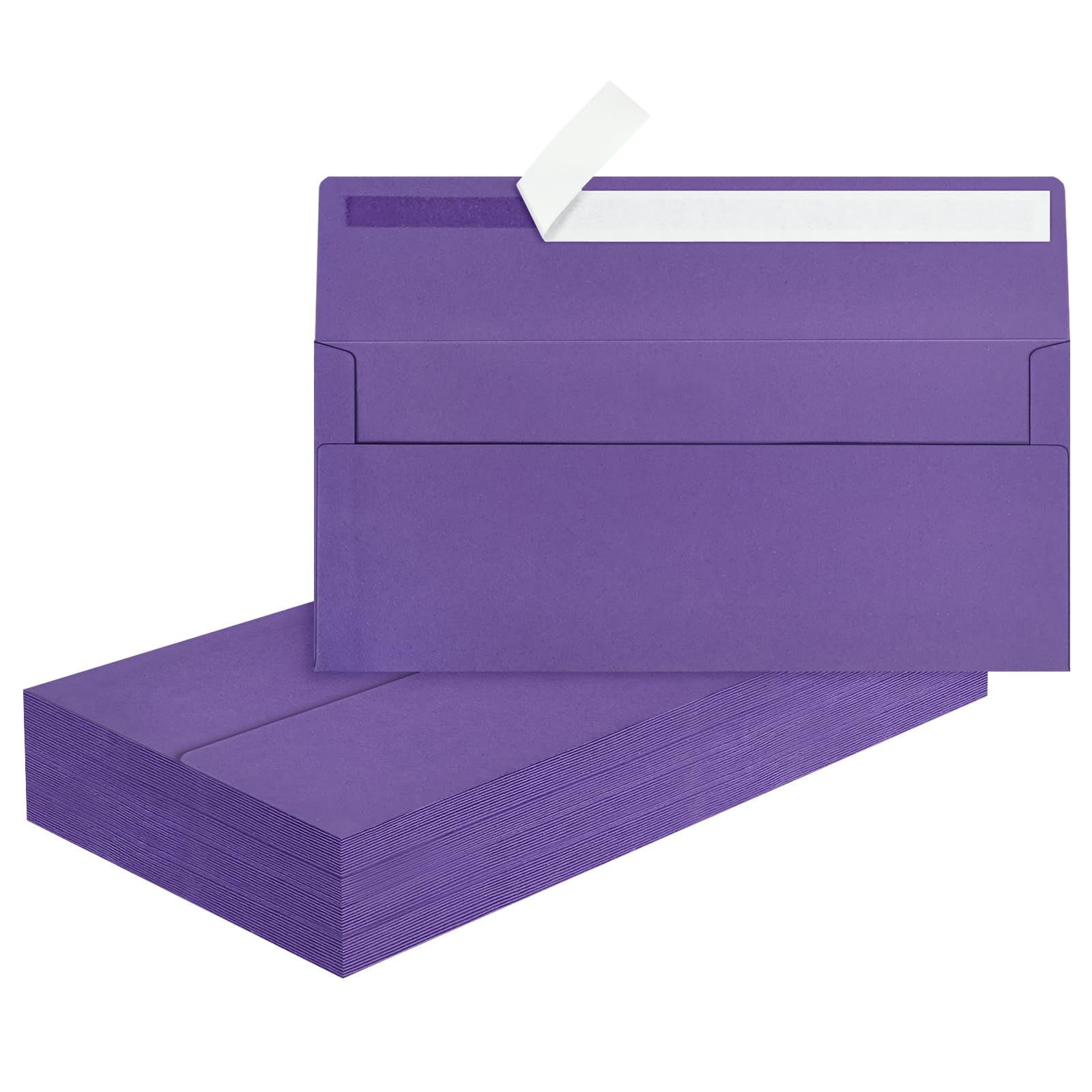 50 Pcs #10 Purple Envelopes Letter Size Self Seal, Business Envelopes