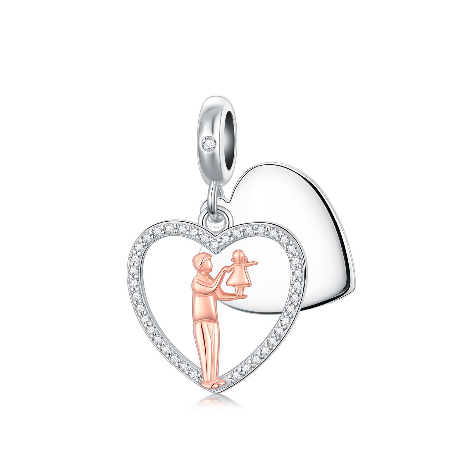 PROESS Father Mother Daughter Charm fit Charms Bracelet Sterling Silver Charms for Bracelets Birthday Valentines Day Gifts for Daughter Mother Lover