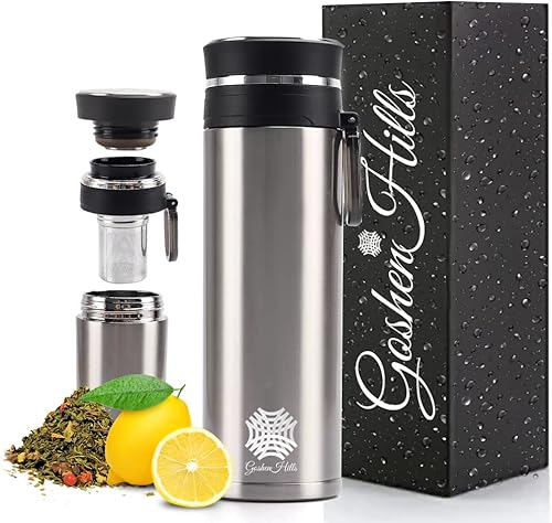 Vaso de acero inoxidable aislado de doble pared a prueba de fugas con infusor de sabor sin BPA 175 onzas plata