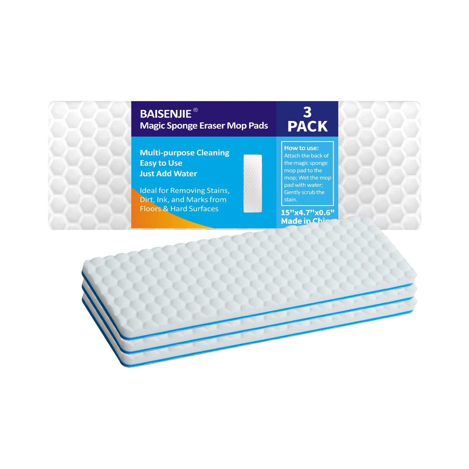 Magic Sponge Eraser Mop Pad, Melamine Sponge Cleaning Pads Refills Suitable for