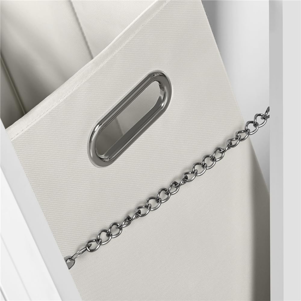 Yaheetech Armario de de Baño Alto Mueble Auxiliar de Baño 45x30x180 cm Armario Estrecho con 1 Armario Cerrado de 3 Estantes Ajustables 1 Cajón y 1 Cesta de Lavandería Blanco