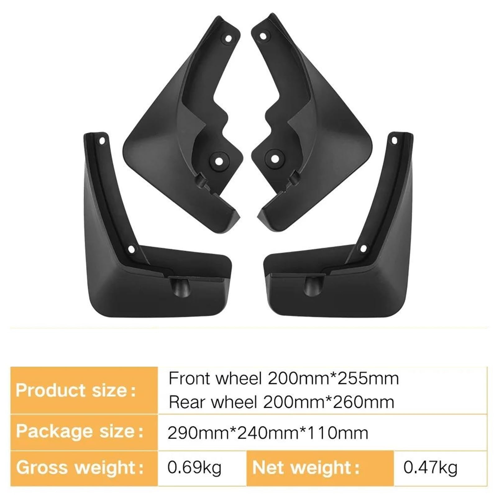 pour SsangYong pour Korando 2019-2023 Garde-Boue Arrière Ftont 4 Pièces Accessoires Auto