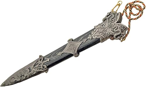 Miniatura 3 de SZCO Supplies - Daga medieval de 18.5 pulgadas con vaina, daga decorativa de acero inoxidable para coleccionistas y exhibidores