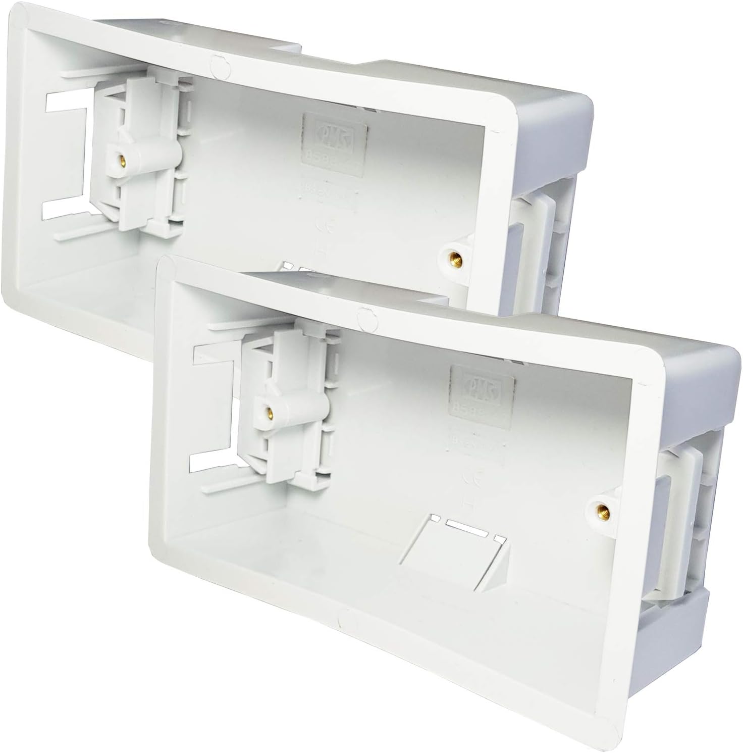 2x 47mm Deep Plasterboard Back Box Double Dry Lining Flush/Recess