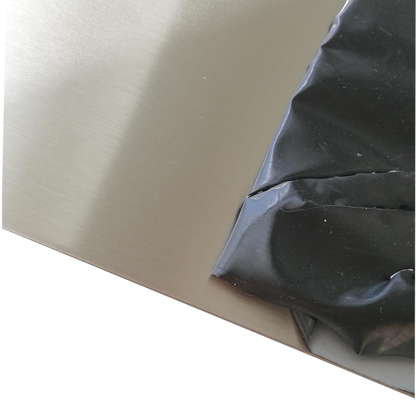 Edelstahlblech 1250x250 mm V2A, K240 geschliffen, 1,5 mm stark, einseitig mit Schutzfolie, Dekoblech, CNS Blech