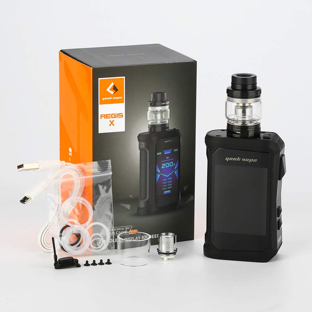 GEEKVAPE Aegis X 200W TC Box Mod Vape Kit with Cerberus Tank, No Nicotine,  No E Liquid (Gunmetal & Camo) : Amazon.co.uk: Health & Personal Care