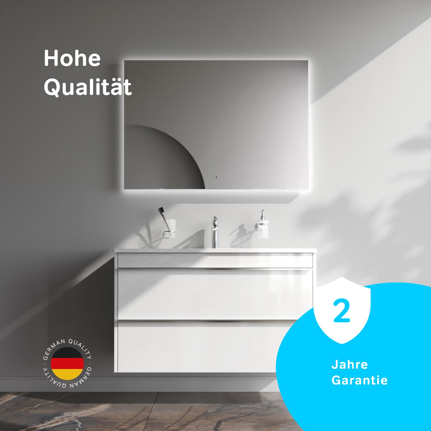 AM.PM HIT - Waschbeckenunterschrank Hängend mit Waschbecken, Badmöbel Set für Badezimmer & Gäste-WC, Waschtischunterschrank mit 2 Schubladen, Weiß glänzend (100/58 cm)