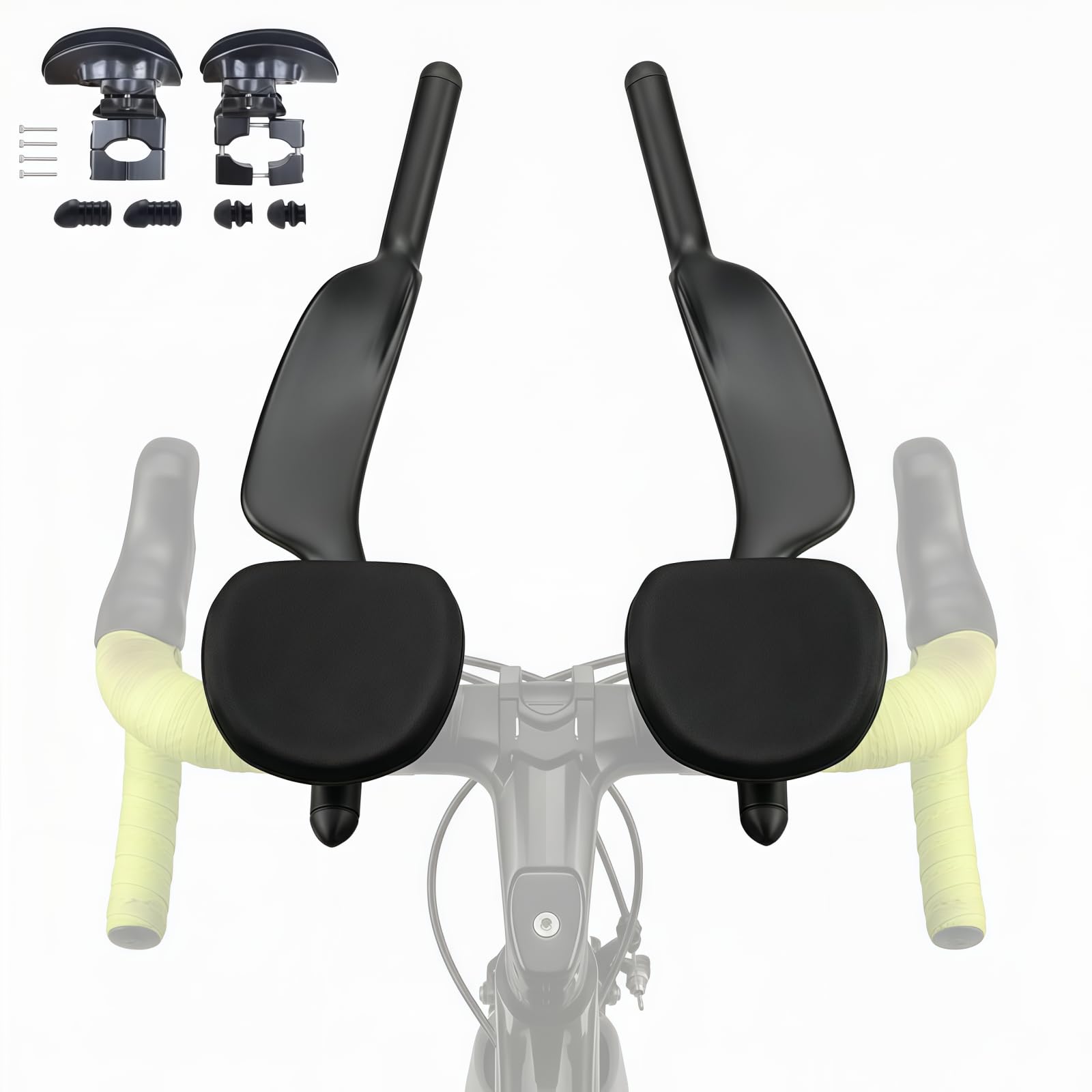 Photo 1 of TT Bike Handlebar Aero Bars Extension For Road Bike, Carbon Fiber Bicycle Armrest Bar Clip On Aero Bars, For Triathlon Time Trial, Gravel, MTB Mountain Bikes, Integrated Drop Handlebars (For Aero)