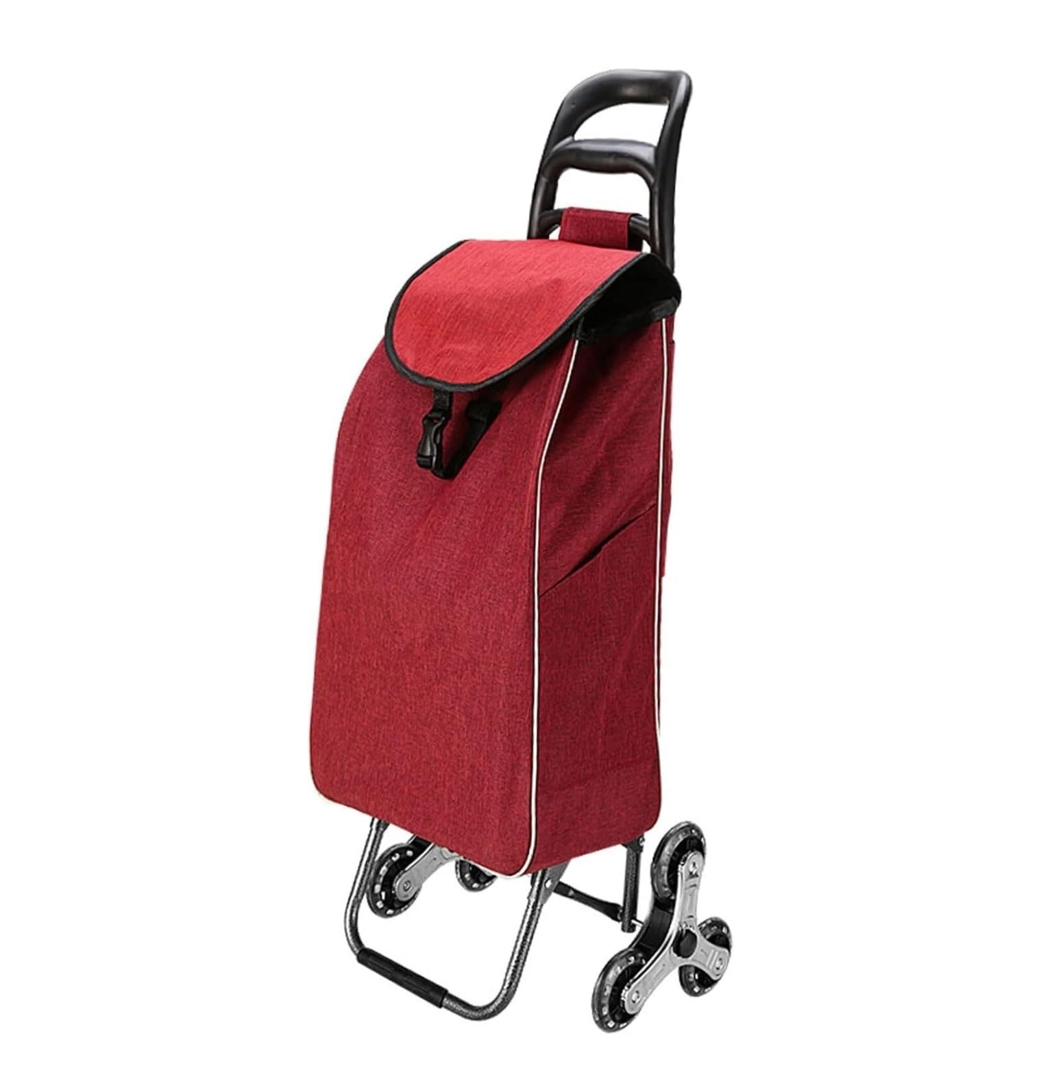 SBZIOJHDR foldable shopping trolley， with Wheels Foldable Lightweight Grocery Cart with 6 for Stair Climbing Trolley(Red)