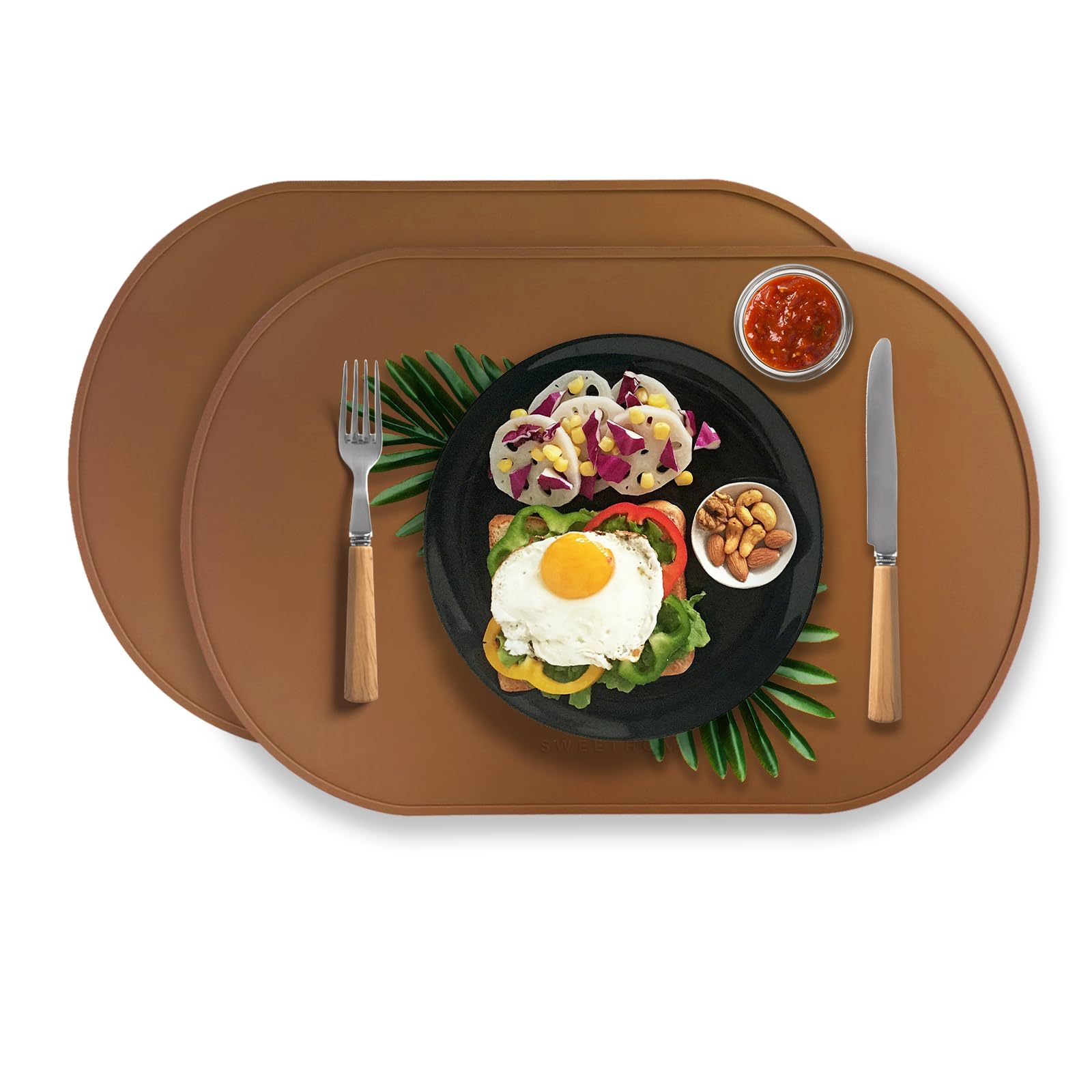 Silicone Placemats, Food Grade Non Slip Waterproof, Dining, Stain Resistant, Countertop Protector Kitchen Counter Mat with High Edge, Heat Resistant,