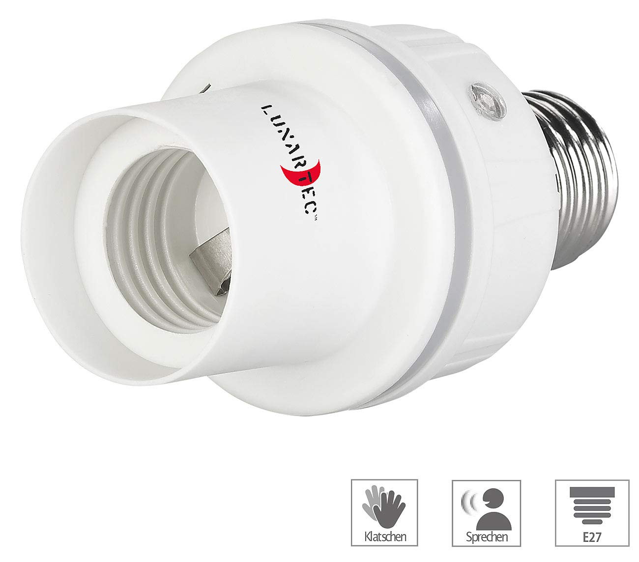 Lunartec Lampenadapter: 4er Pack Lampensockel-Adapter E27 auf E27 mit Helligkeitssensor (Klatschlampen Adapter, Lampenfassung mit Dämmerungssensor, Auto)