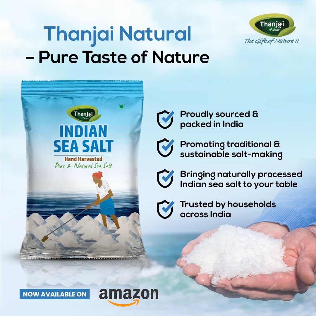 Thanjai Natural Indian Sea Salt 6KG [No Artificial Iodine] Hand Harvested Traditionally Made 100% Natural (1kg x 6) (Crystal) - Image 4 thumbnail