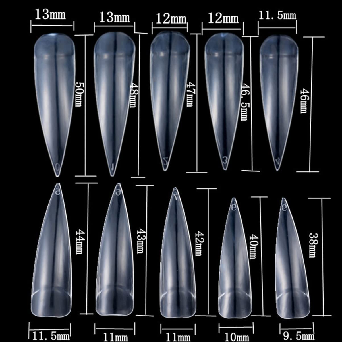 minkissy 1500pezzi Punte Unghie Trasparenti Lunghe Per Nail Art e Salone Accessori Per Ricostruzione Unghie Facili Da Applicare e Modellare