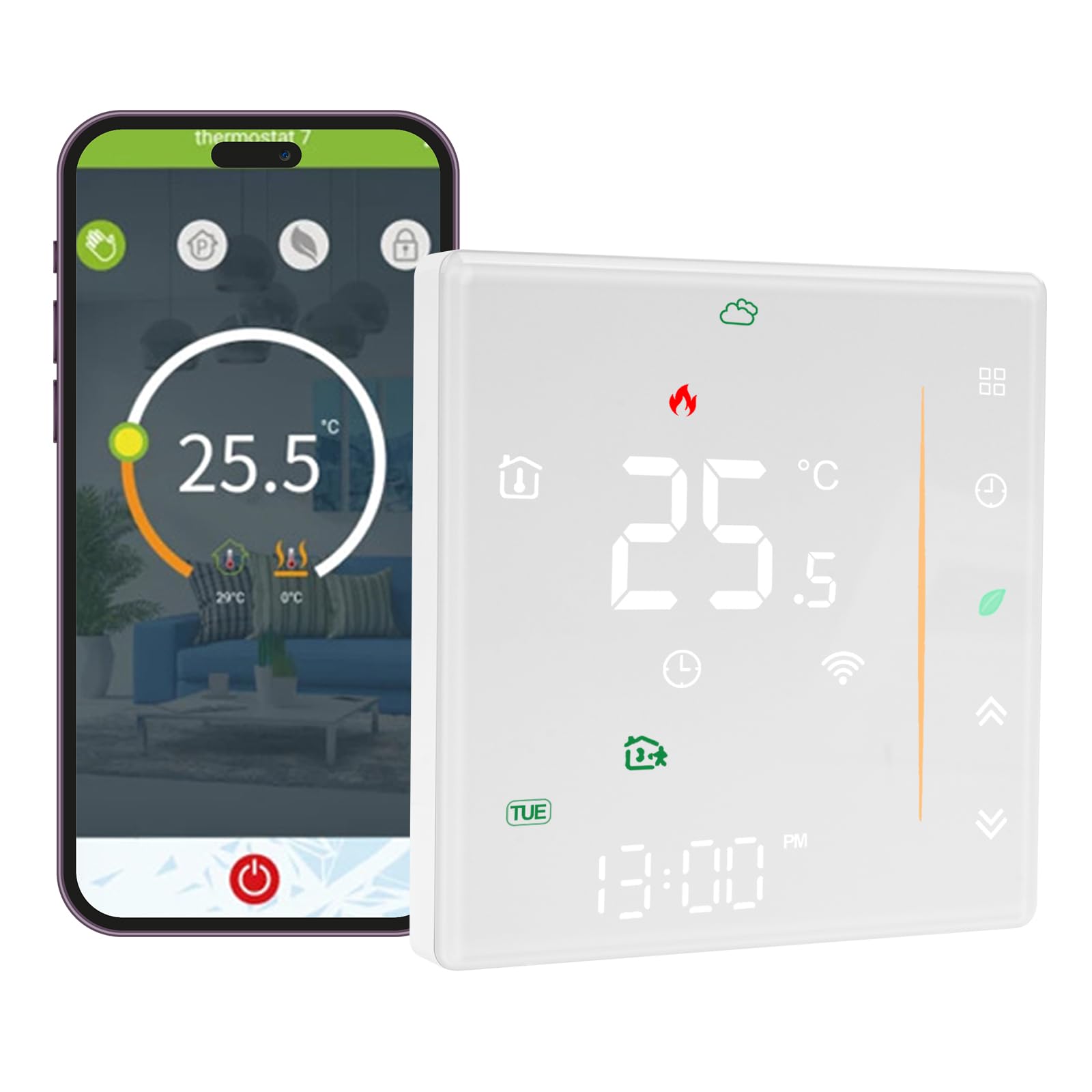Jadeshay Termostato Caldaia WiFi Termostato Digitale Programmabile 5+1+1 Giorni con Schermo LCD Contatto Pulito 5A 230V Compatibile con Alexa e Google Home Controllo Remoto tramite Smart Life