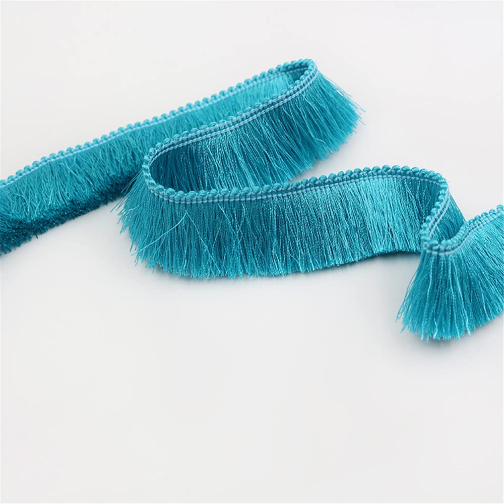 15 Meters 2.8cm Fringe Tassel Trim Fringe Trim Macrame Tassel Ribbon Cotton Tassel Lace Edging Trim Ribbon Lace Trim Fabric for Clothes Curtain Blanket Hammock Umbrella Decor Sewing (Peacock Blue) — image 1