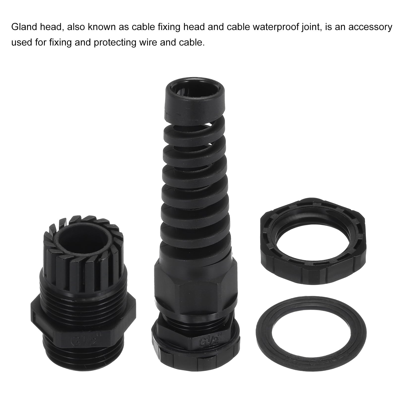 2 pz G1/2" pressacavo impermeabile IP68 6-12 mm regolabile cavo connettore a spirale in nylon guarnizione per cavo filo, nero