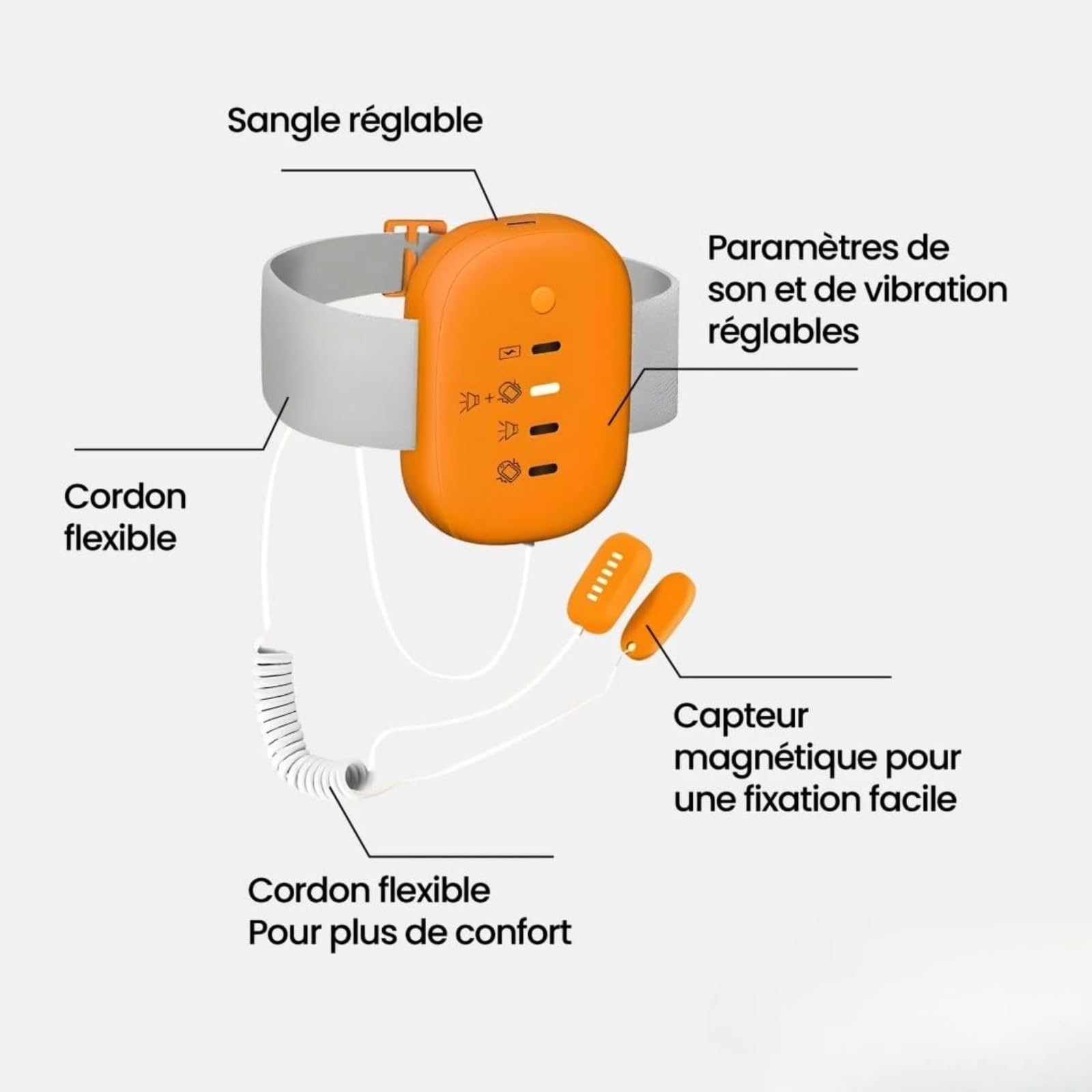 Alarme Nocturne Anti-énurésie DodoGuard™ Rechargeable USB - 3 Modes (Son, vibreur, Mixte) pour Enfants et Adultes - Haute sensibilité (Vert,1 Article)