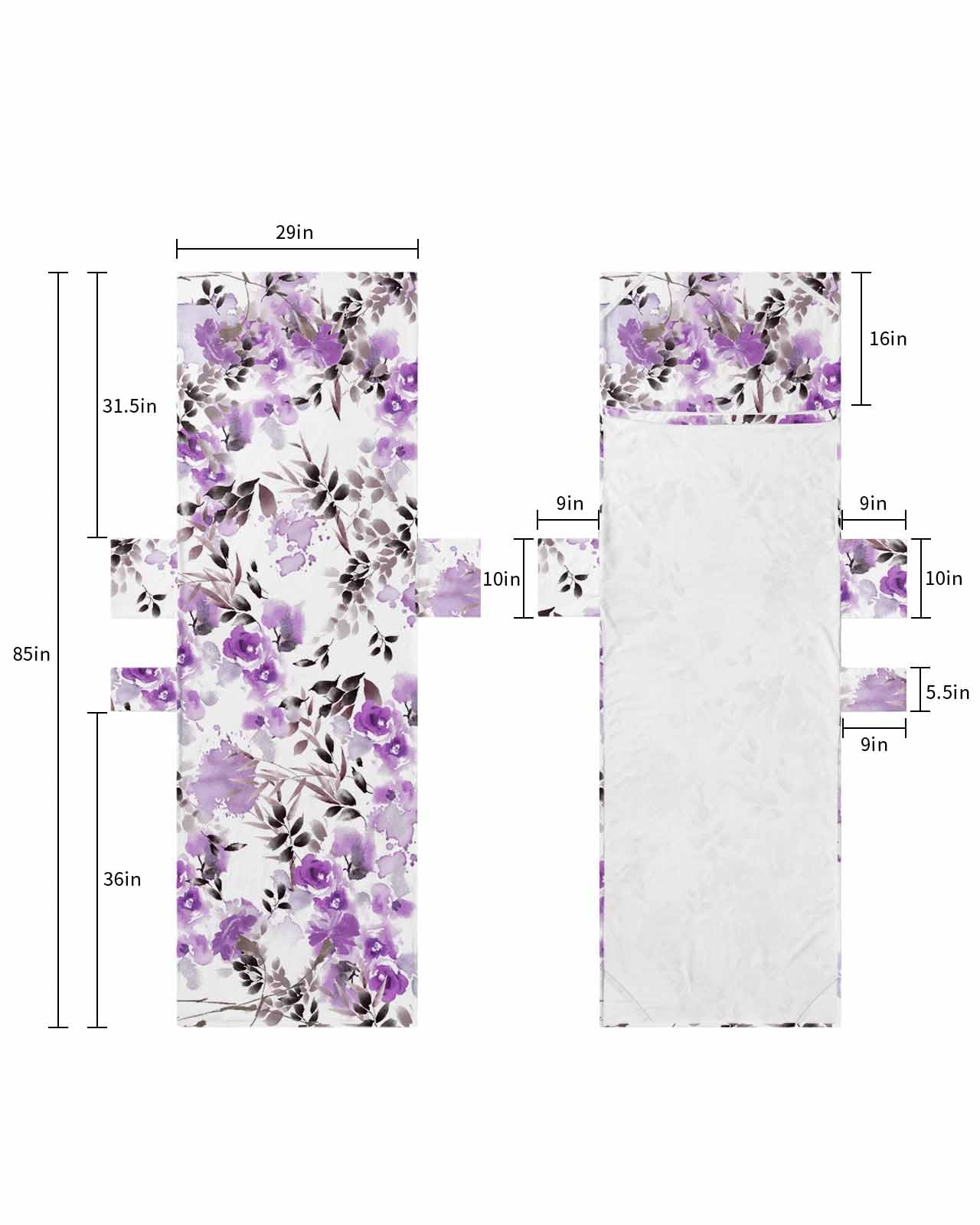 Purple Botanical Beach Lounge Chair Towel Cover, Soft Chaise Lounge Towel with Side Pockets Patio Pool Chairs Cover for Beach/Pool Sunbathing 29x85 Watercolor Spring Summer Floral Elegant