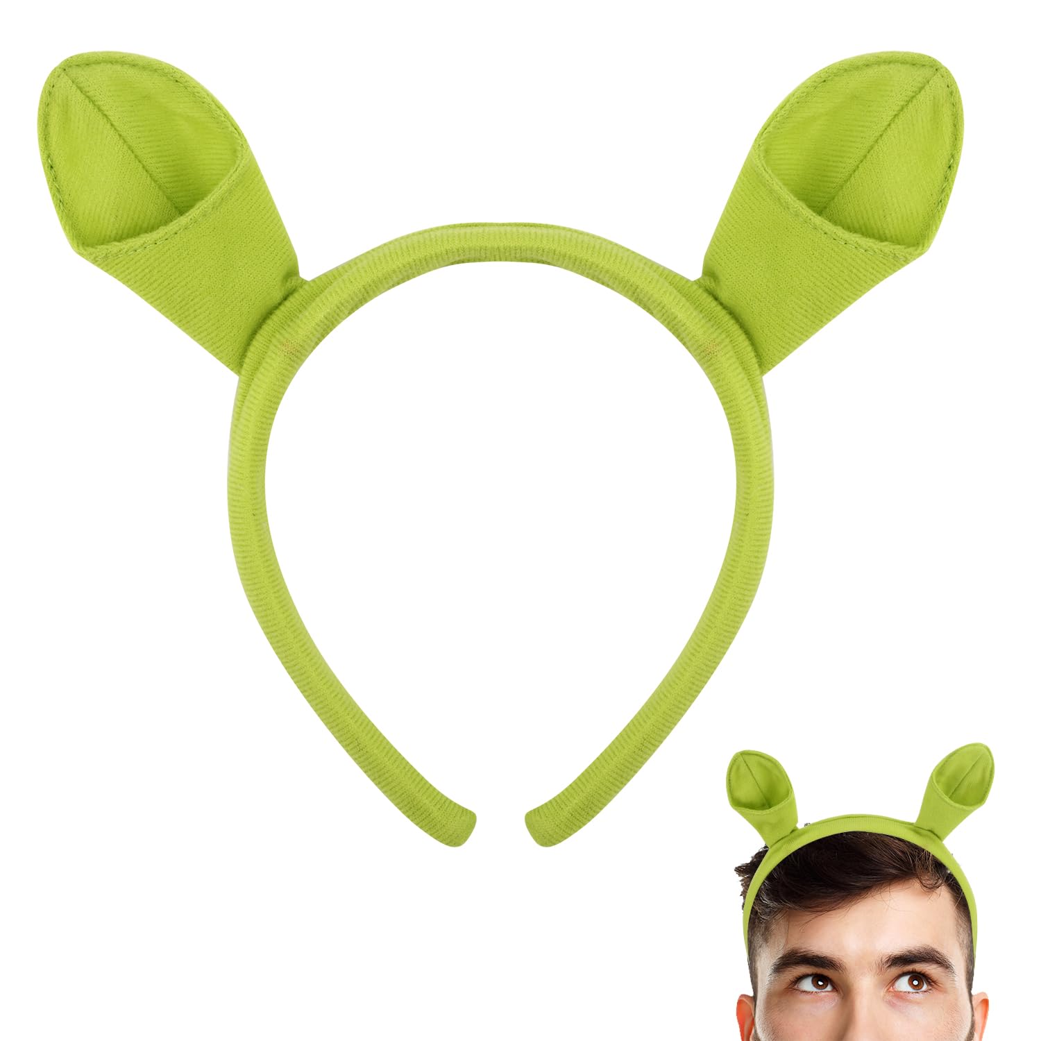 Diadema De Orejas De Ogro Verde Con Borde Dorado – Talla única, Ligera Y Suave, Ideal Para Halloween, Cosplay Y Fiestas De Disfraces