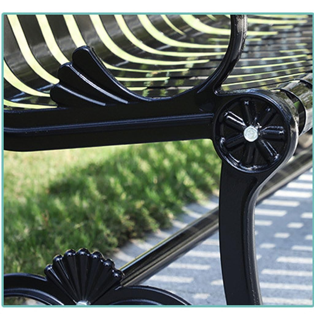 Panca da Giardino Sedie da Parco Panchine da Esterno Sedie da Giardino in Ferro for quartiere for Il Tempo Libero Doppi posti Panchine da Parco for Esterni Plaza Arredo per Veranda(B,180CM)
