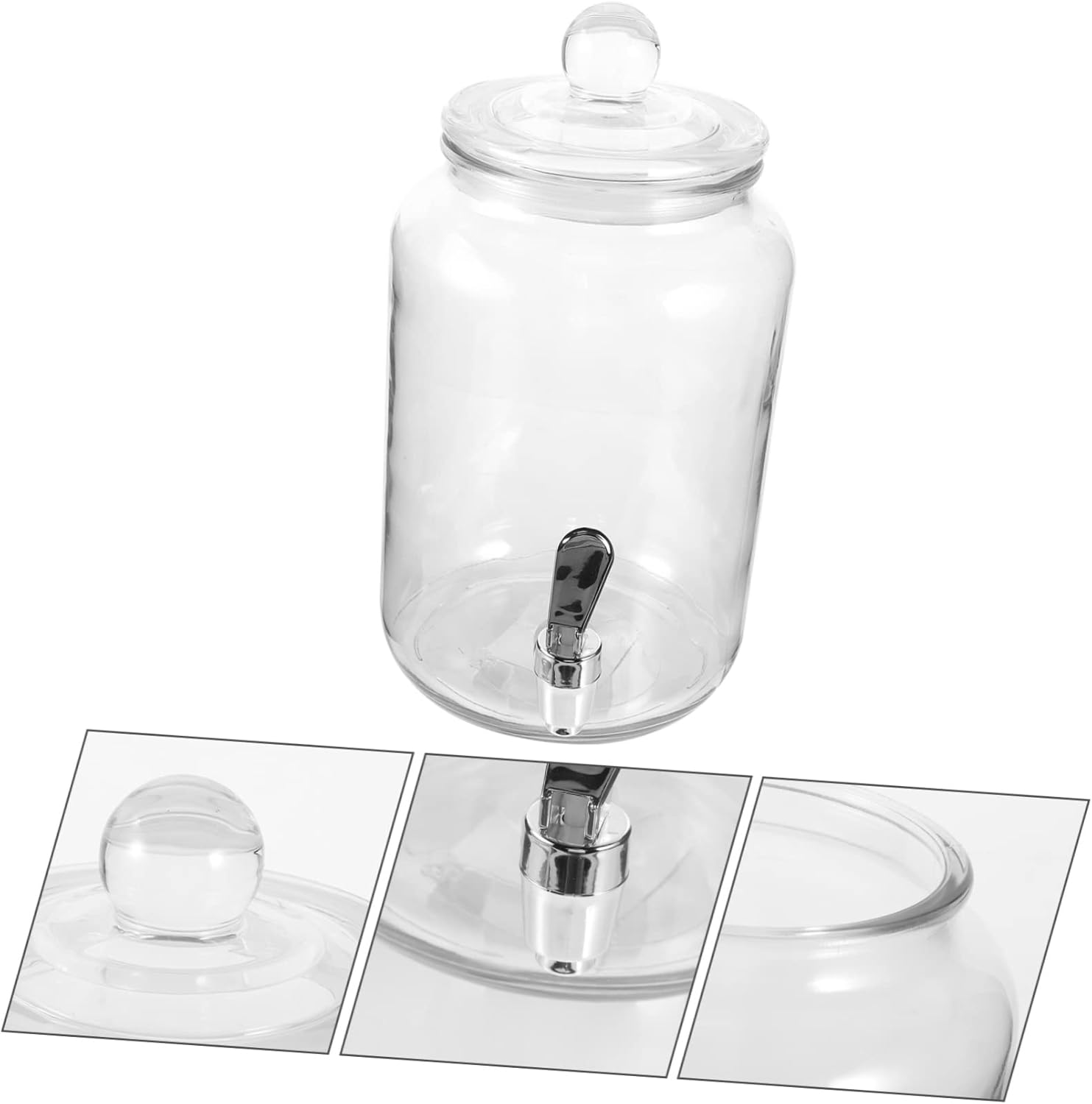 Glass Beverage Dispenser with Spigot Sealed Jar for Wine and Juice Elegant Design for Parties and Home Use Glass Storage Container Effortless Tap Operation