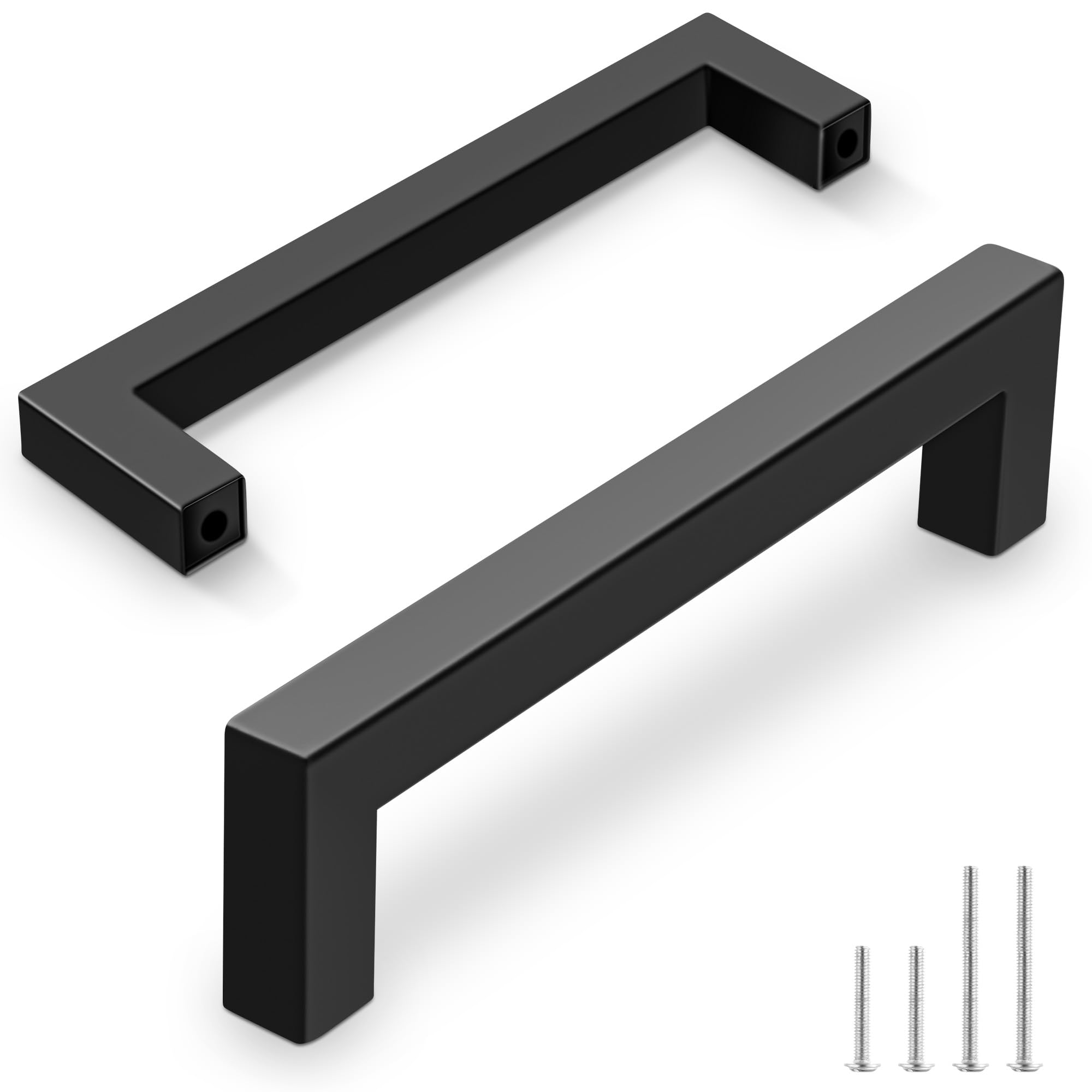 Vortix 10 Stück Möbelgriffe Schwarz Edelstahl Matt Schrankgriffe[ 160 mm Lochabstand ] Modernes Design Griffe für Küchenschränke,Badezimmerschränke&Schubladen ([160MM] - 10 Stück)