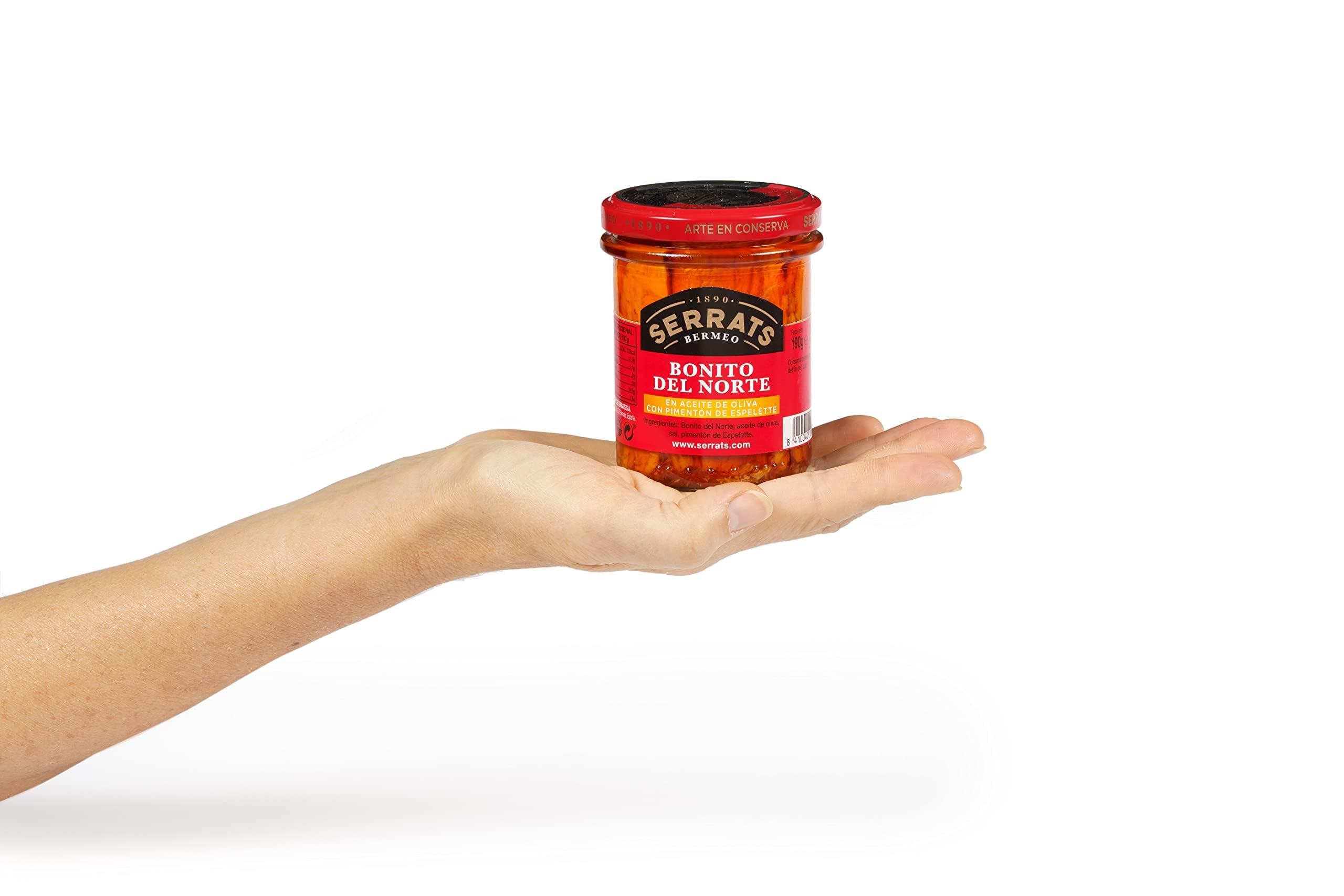 CONSERVAS SERRATS - Tonno Bianco del Cantabrico con Peperoncino di Espelette - 6 Lattine x 190g (Totale: 1140g) - Lavorazione Artigianale dal 1890 - Senza Glutine - Ricco di Omega 3