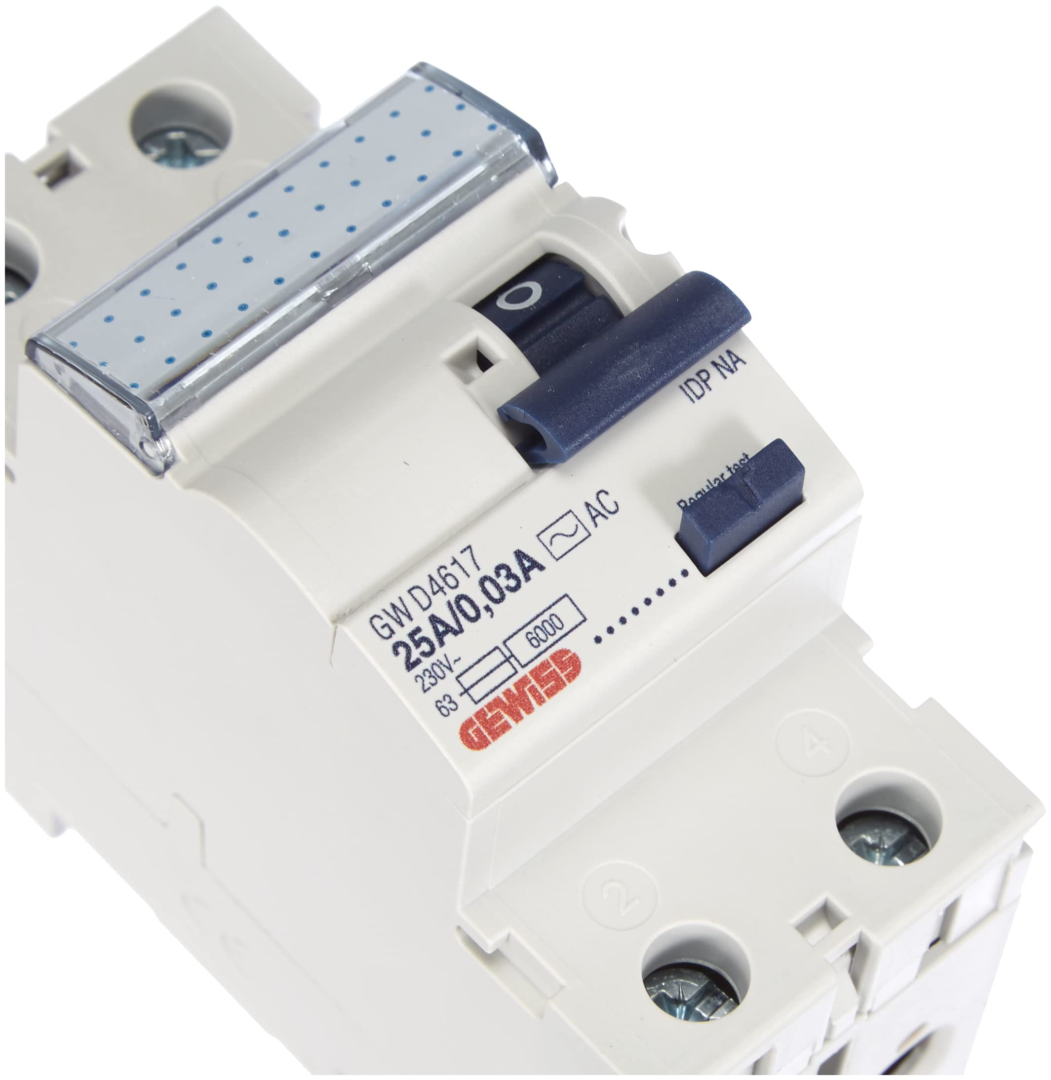 Gewiss Interruttore Differenziale Puro Idp Na 2P 25A Tipo AC Istantaneo Idn=0,03A 230V 2 Moduli & Interruttore Magnetotermico Mt45 1P+N Curva C 16A 2 Moduli