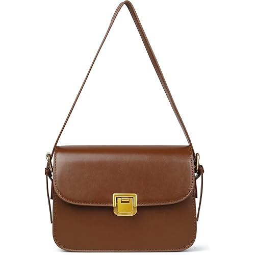 Women's Shoulder Bag Messenger Handbag Preppy Style Female Crossbody Bag Retro Purse Designer Briefcase (Brown)