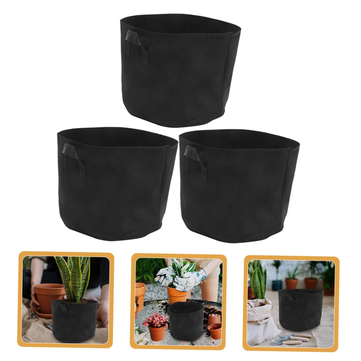 3 Piezas Bolsas de Cultivo para Plantas de Jardinería Unidades Macetas de Tela No Tejida para Plantación