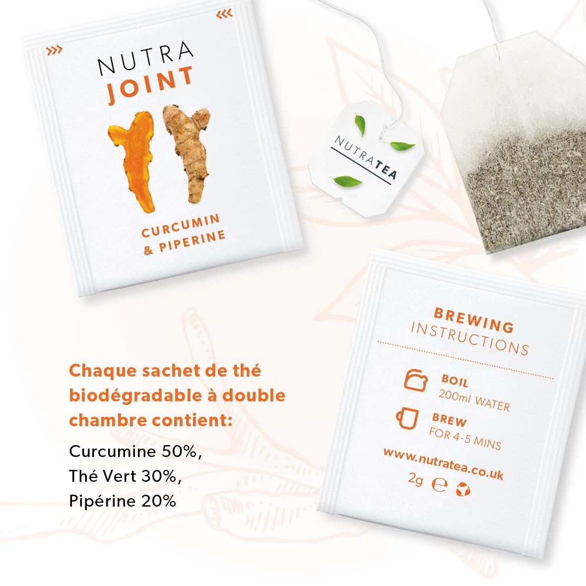NutraJoint - Thé des soins articulaires | Thé de l'arthrite - Soulagement des articulations douloureuses - 60 Sachets de thé enveloppés - par NutraTea - Tisane - (3 paquets)