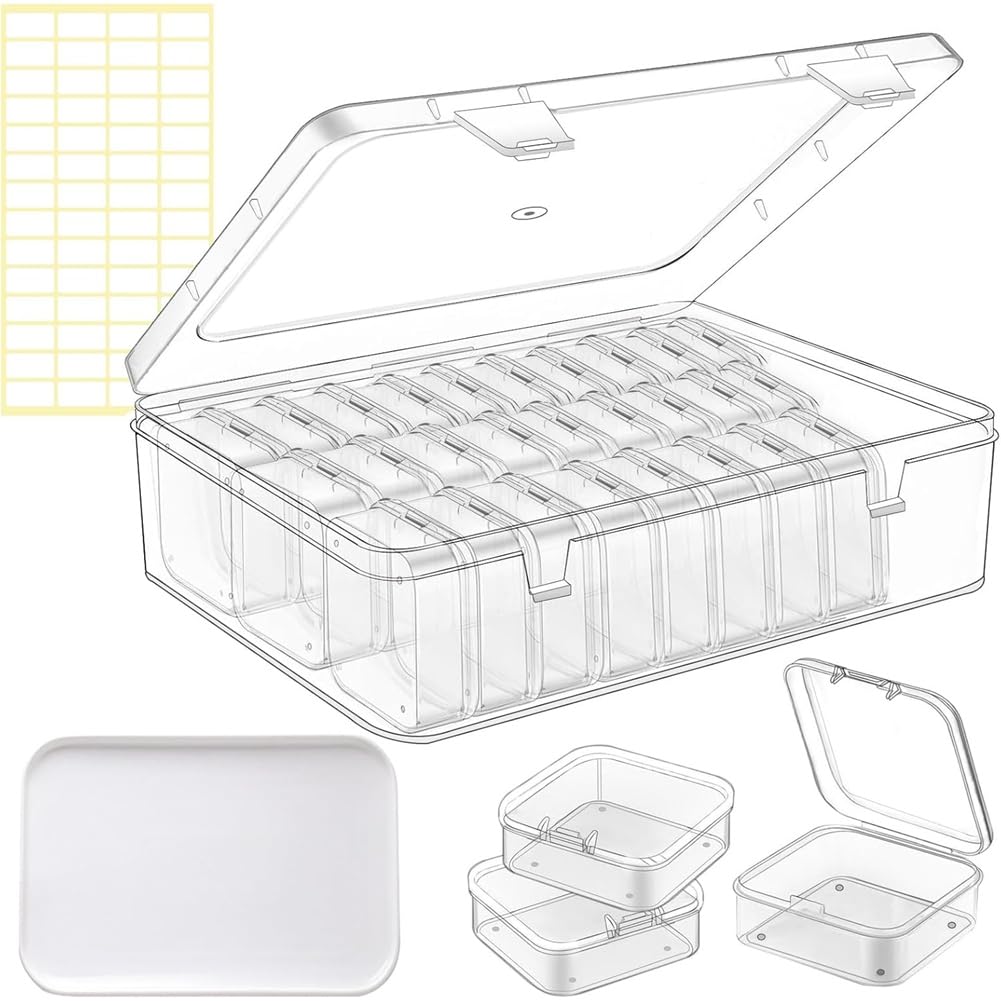 UDSKNV[KSL Bead Organizer Box with 30Pcs Small Beads Organizers, Clay Beads, Screws, Seeds, and Classification Tags Trays A