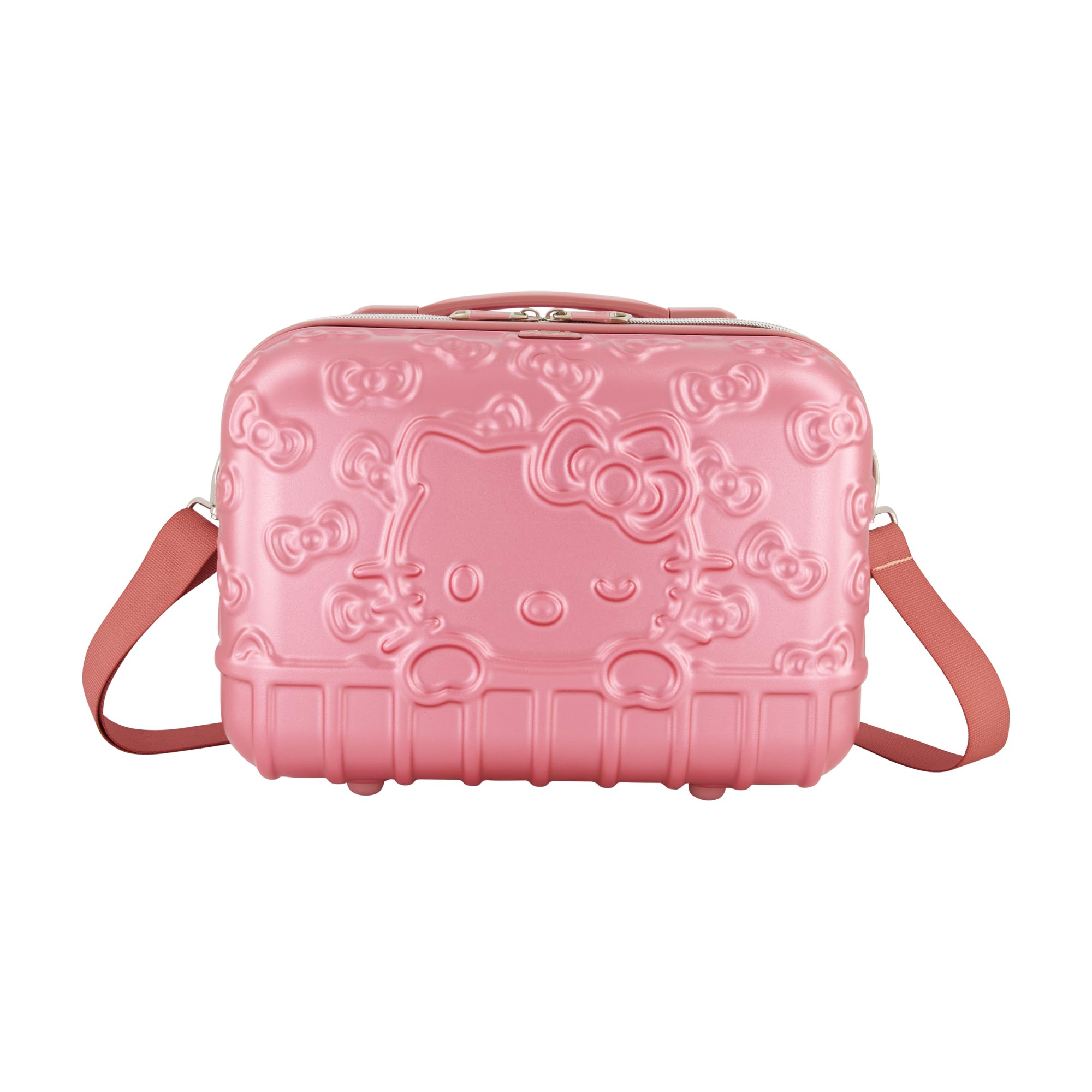 FUL Hello Kitty Train Case, Hardshell Luggage with Adjustable Shoulder Strap and Trolley Sleeve, Pink