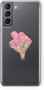 Multitronic Samsung Galaxy S21 FE ile Uyumlu Lale Buketi Tasar m Bask l   effaf K l f