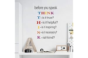 Colorful Inspirational Quotes Wall Decals: "Before You Speak, Think" Wall Stickers for Kids and Classrooms