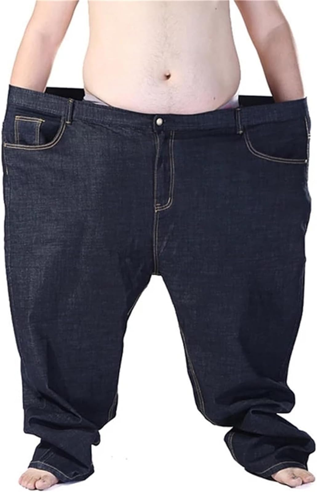 Pantalones Vaqueros para Hombre Denim Jeans de Gran tamaño Pantalones de Mezclilla de Cintura elástica Pantalones Vaqueros Anchos