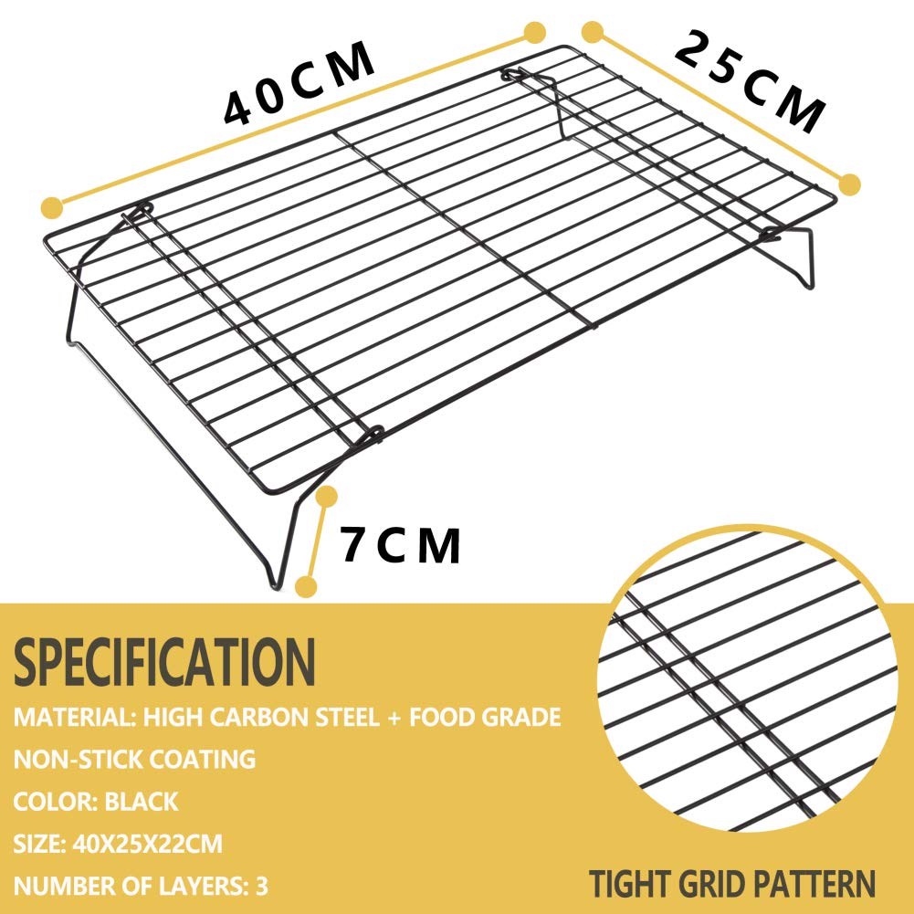 Griglie Di Raffreddamento Torte 3 Piani | Acciaio Inox Pieghevole | 42x30,5 Cm