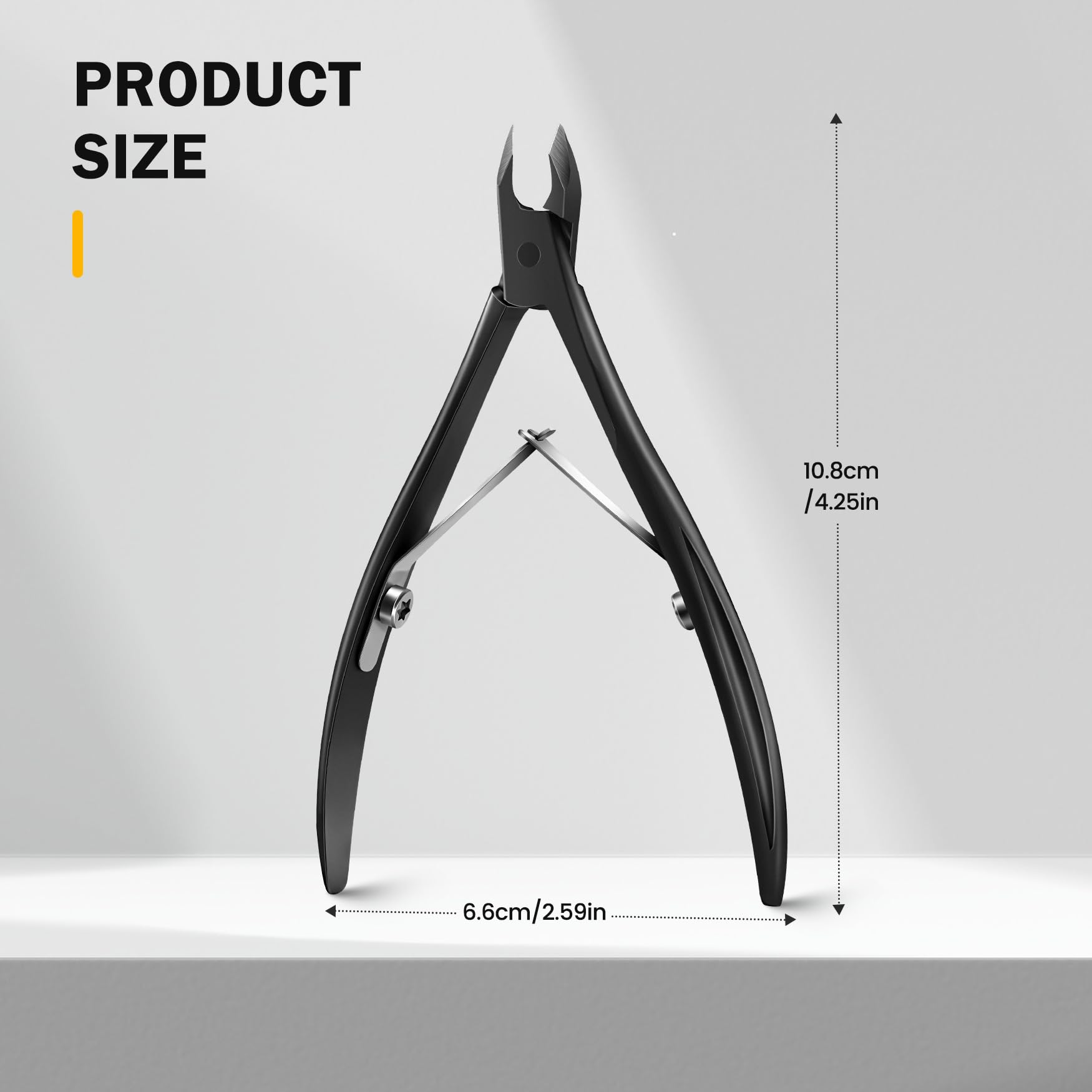 BEZOX Cortador de cutículas fino de 1/2 mordaza (4 mm) – Alicates profesionales de acero inoxidable para cutículas de manicura y pies, pinza para cutículas con mango antideslizante