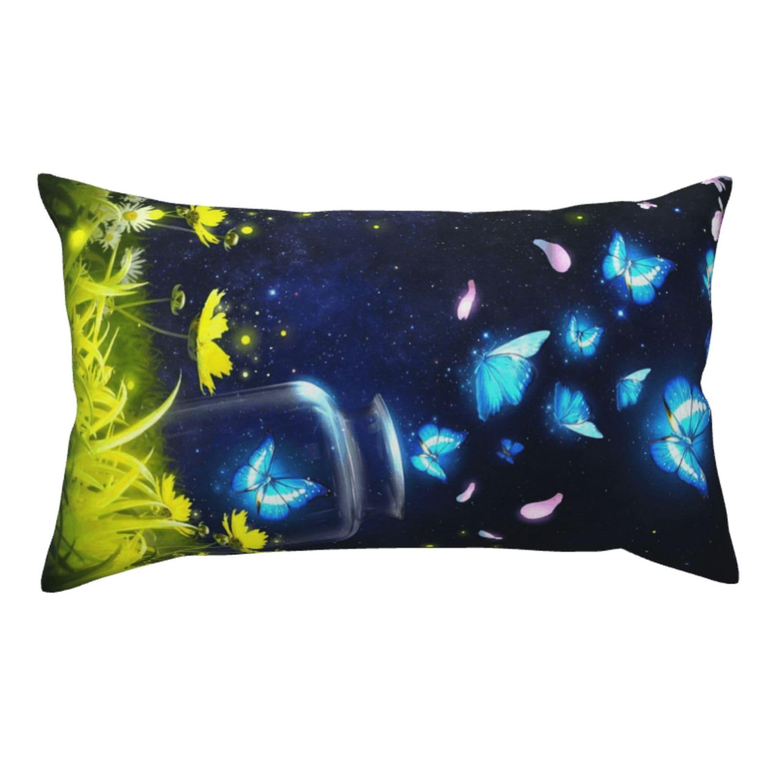 WSHFFILO Butterflies printed Pillow Case 20x36in Corduroy Throw Pillow Cover