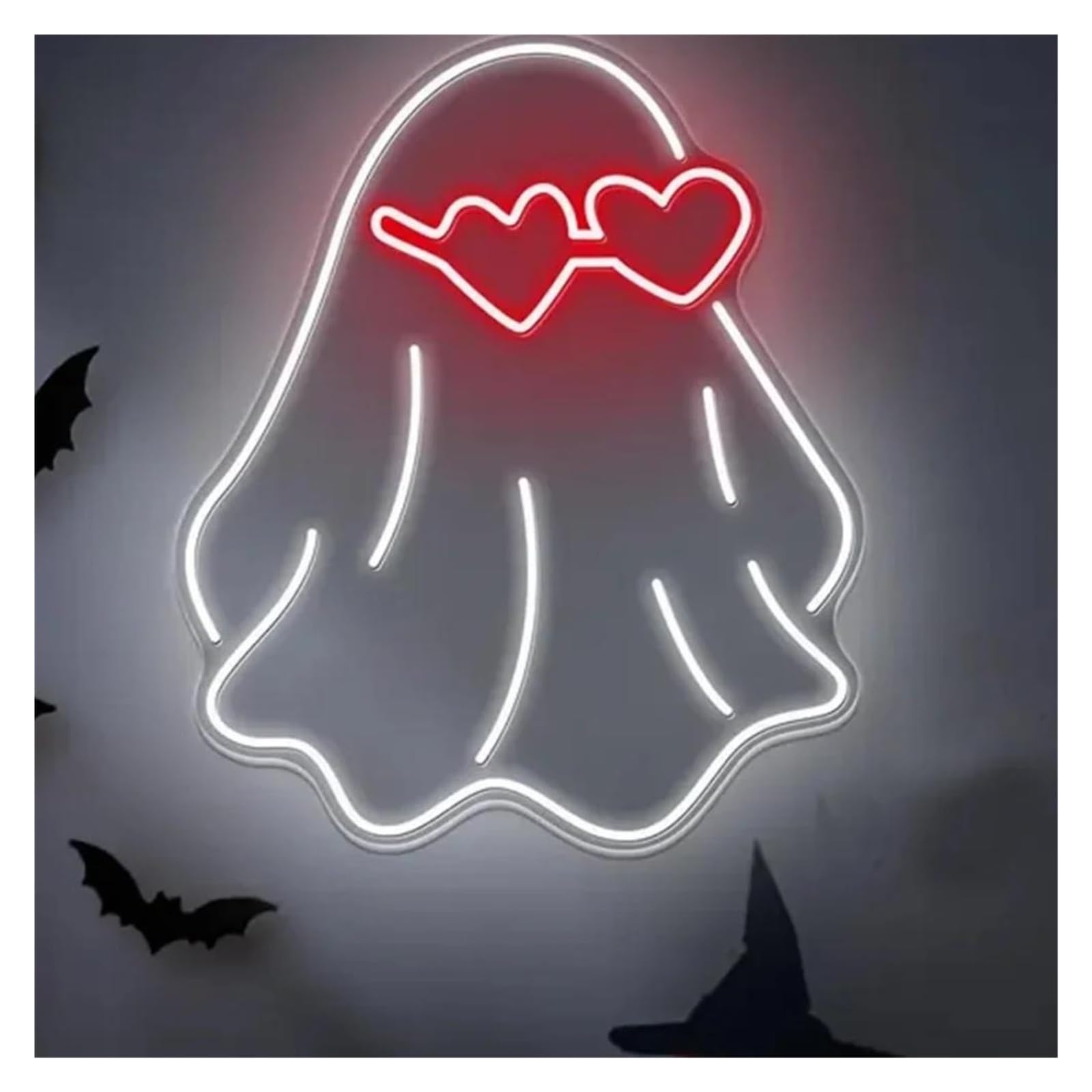 SHOUXI Sign Lamp Ghost Pumpkin Neon Sign Wall Decor Light for Living Room Bedroom Party Bar Club Dimmable Lamp(B)