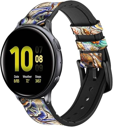 Miniatura 1 de CA0378 Traditional Chinese Dragon Art Leather & Silicone Smart Watch Band Strap for Samsung Galaxy Watch Watch3, Gear S3 Models Gear S3 Frontier