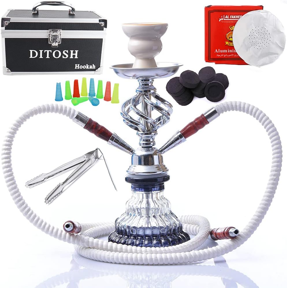 DITOSH 11.4in Premium 2 Hose Hookah Complete Set Portable