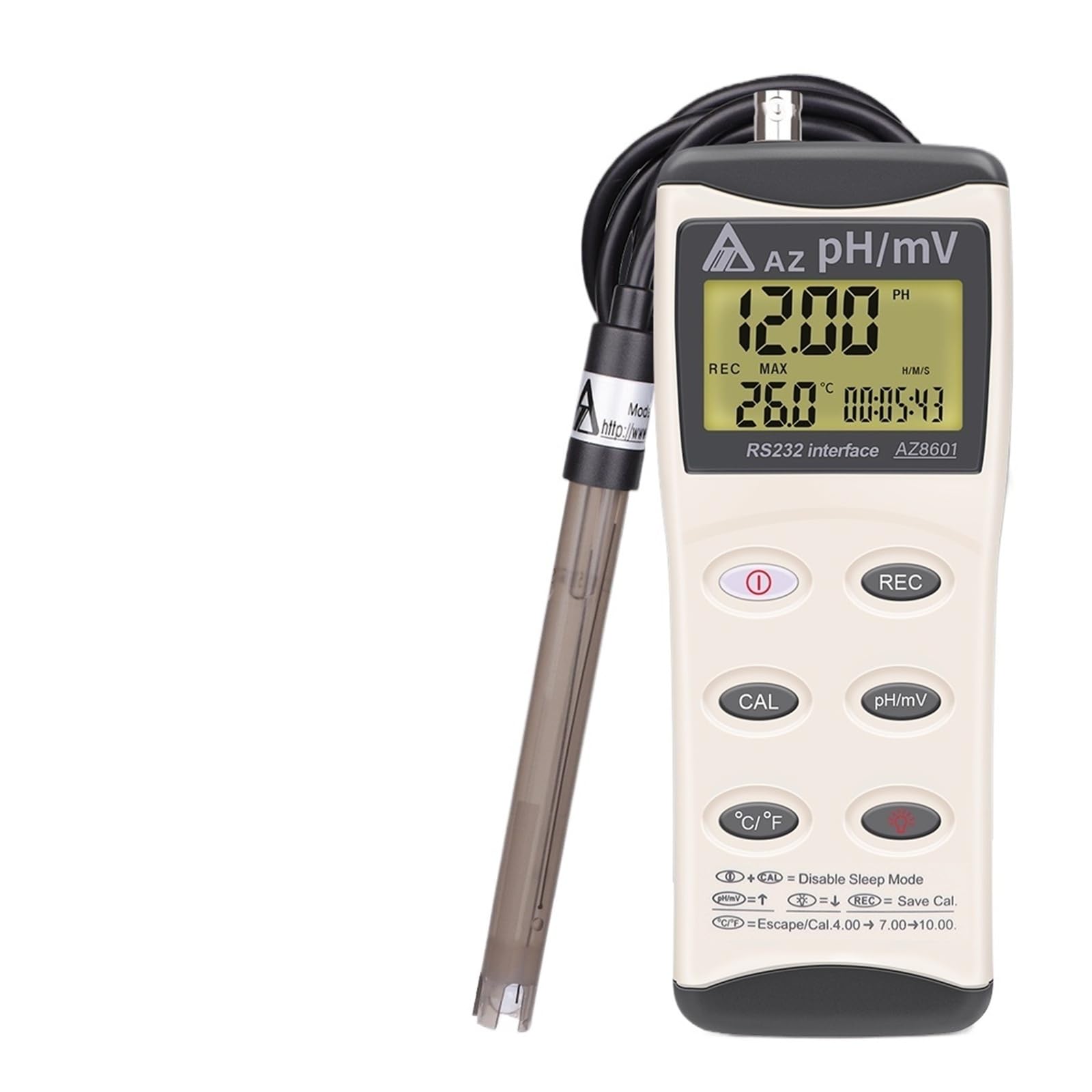 Testeur de qualité de l'eau Testeur de pH AZ8601 0,00 à 14,00 pH for Aquarium, aquaculture, pH, température, MV, qualité de l'eau