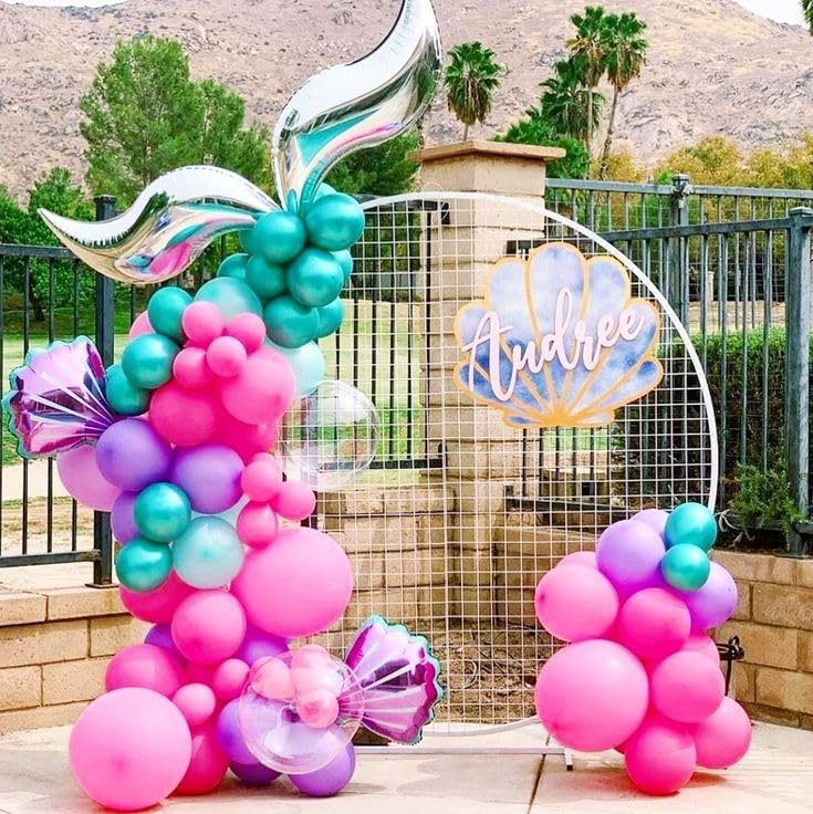 Image of Pink Purple Blue Balloons, 60PCS Hot Pink Balloons, 12 Inch Confetti Balloon Pastel Pink Teal Blue Metallic Purple Party Balloon for Girls Women Baby Shower Princess Wedding Birthday Party Decoration