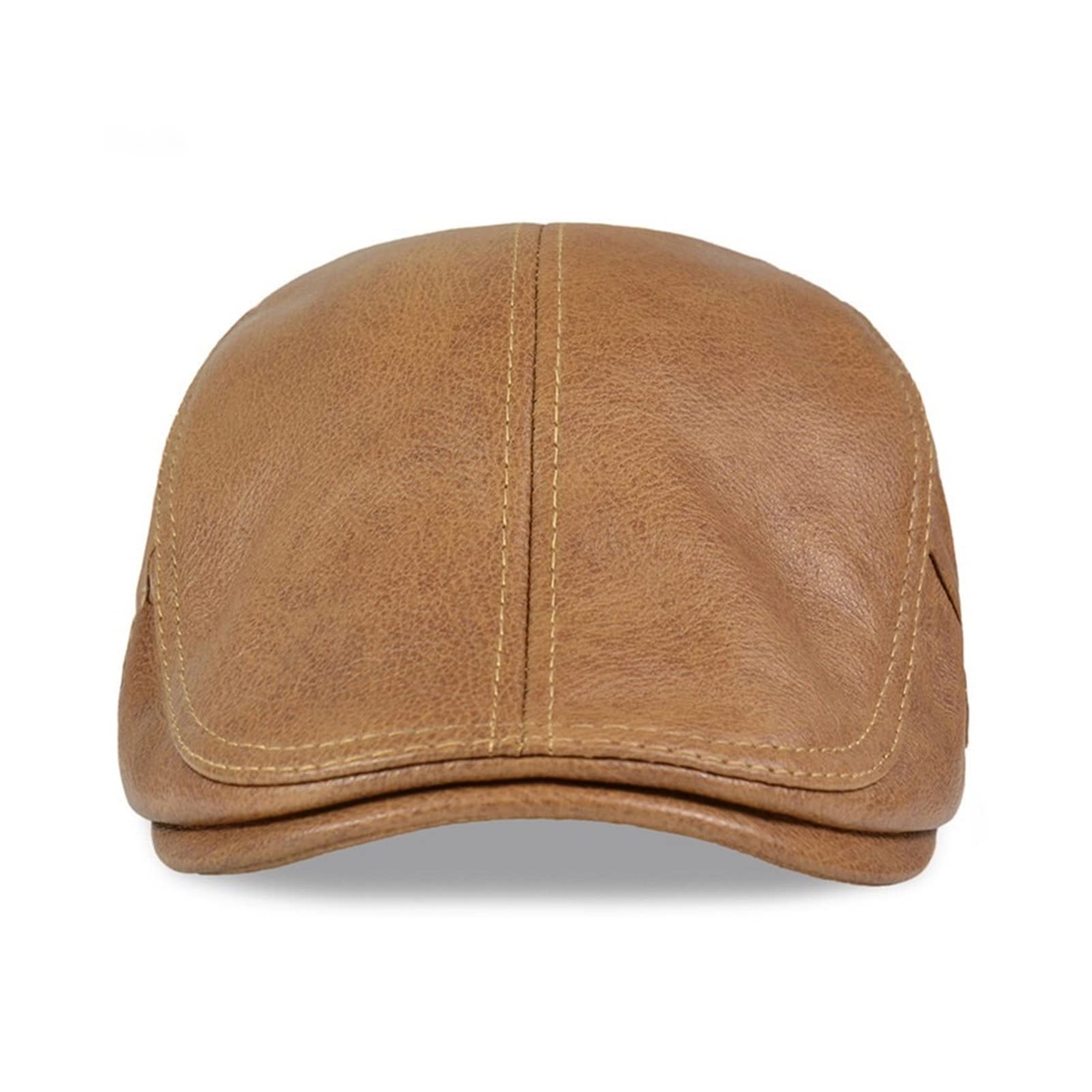 Mężczyźni Prawdziwej Skóry Newsboy Hat Capgatsby Płaskie Golf Cabbie Baker Beret Retro Brand New Men's Baseball Cap