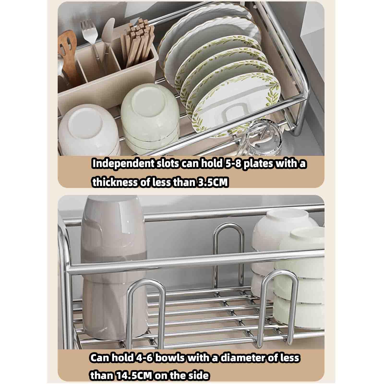 JUSHZ Abtropfgestell Geschirr Geschirrabtropfgestell Dish Rack Geschirrständer Abtropfhalter Ständer Abtropfgitter Geschirrablage Abtropfschale Geschirrkorb Besteckkorb Schmal (43x17x17cm,Black)