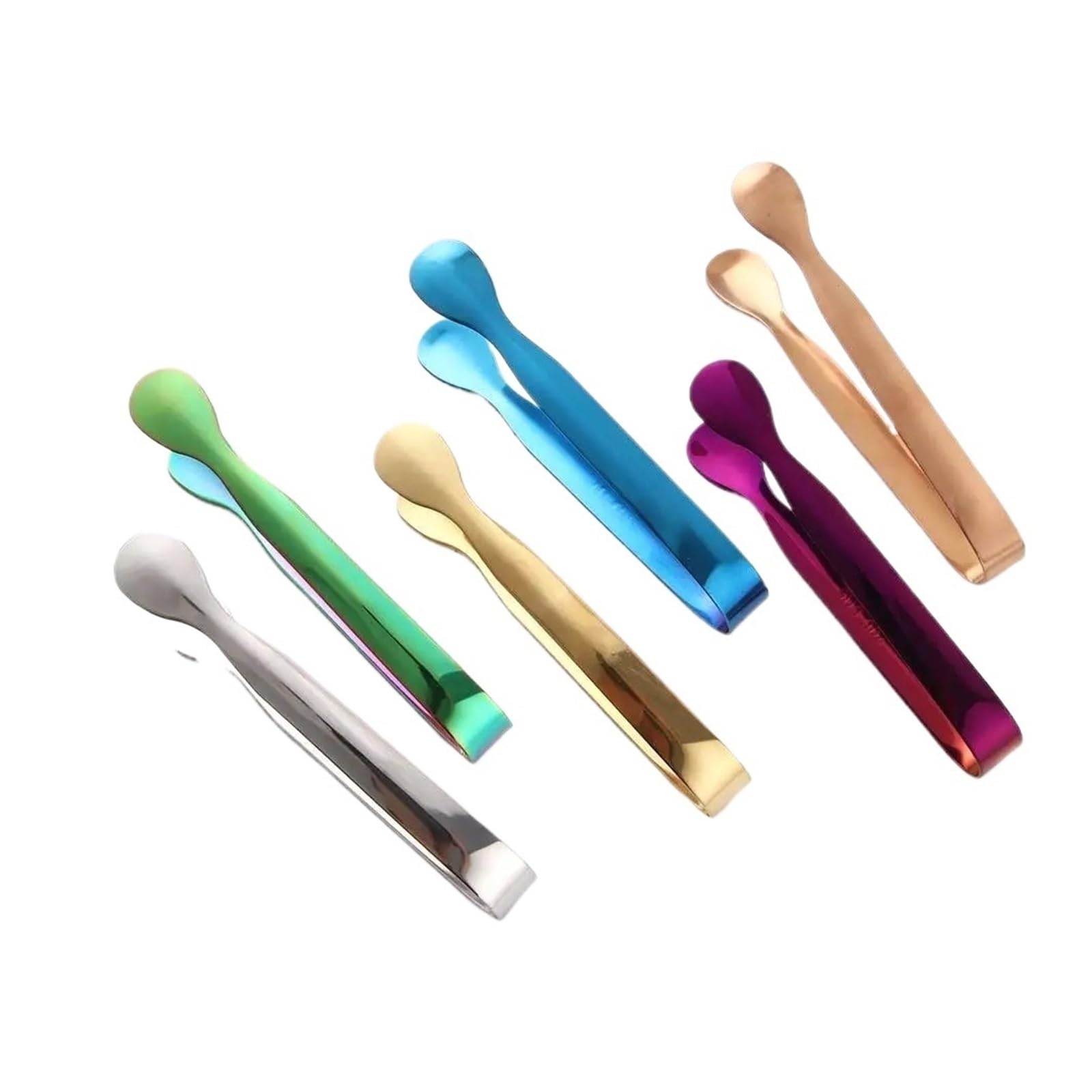 Lot de 10 mini pinces à glace multicolores en acier inoxydable | Pince à café, thé, pain pour accessoires de cuisine, ensemble d'ustensiles robustes (violet)
