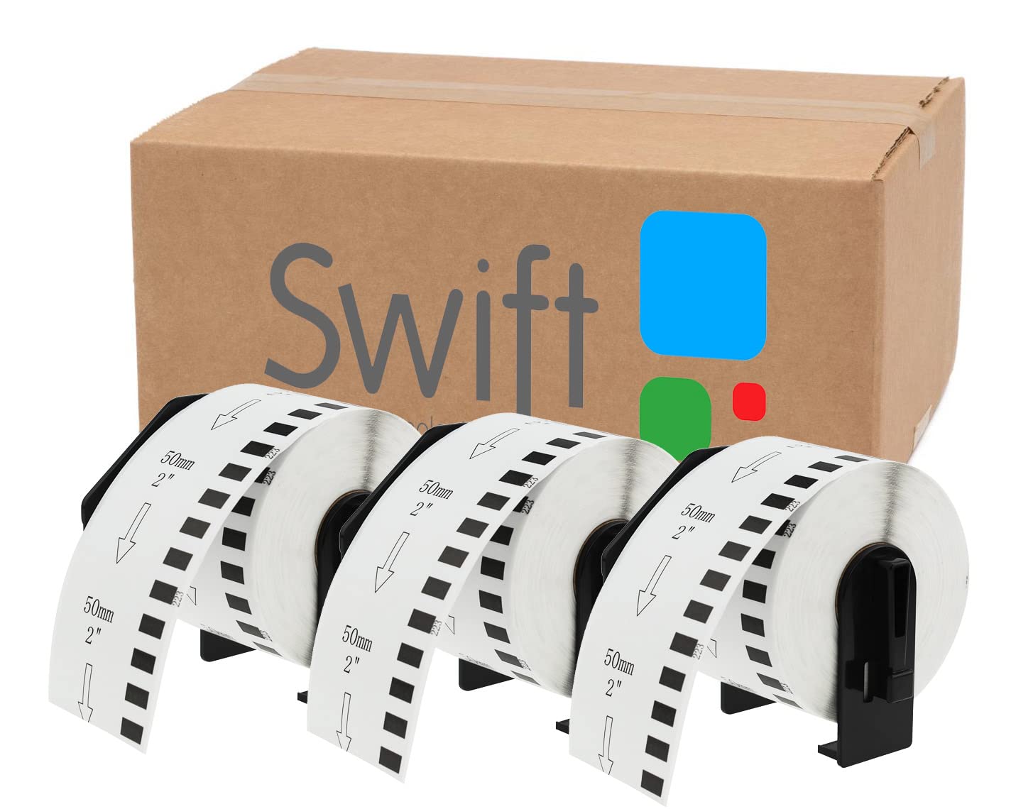 Swift 20 x Compatible DK-22223 50mm x 30.48m White Thermal Continuous Paper Tape Labels Compatible with Brother QL-1100 QL-1060N QL-570 QL-580 QL-700 QL-710W QL-800 QL-810W QL-820NWB Printers — image 1